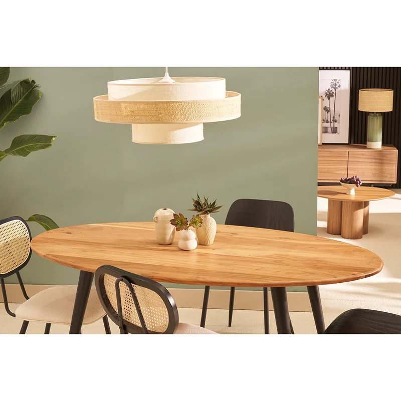 Miliboo Table à Manger Ovale en Bois Massif et métal Noir L160 cm OBALI