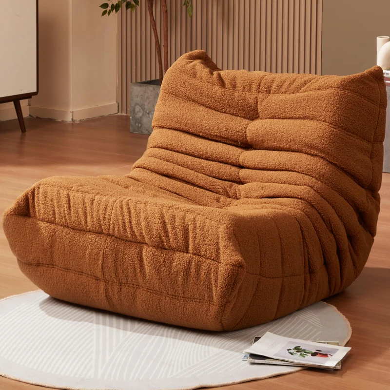 Pouf poire géant pour adultes en mousse à mémoire de forme en fausse fourrure pour le foyer, le salon, la chambre à coucher, le dortoir, le bureau (ours marron et marron)