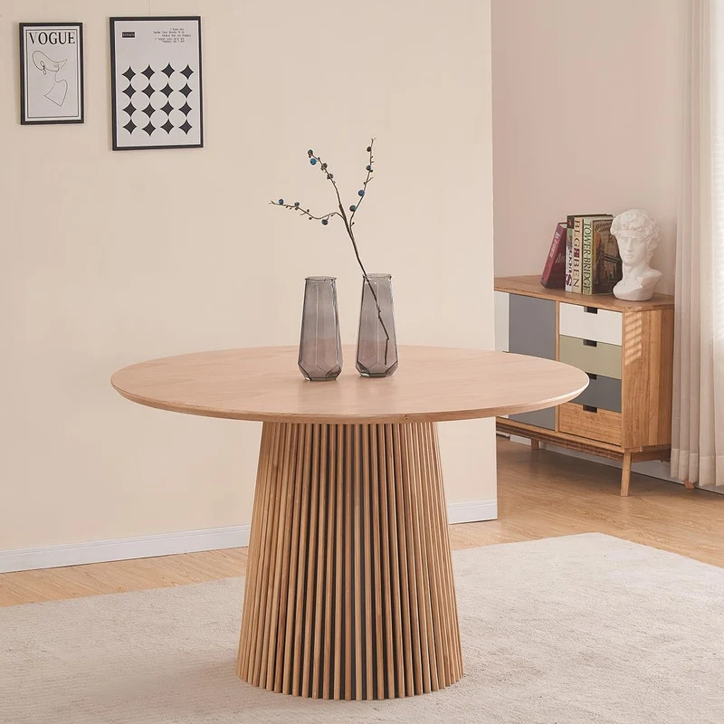 HOMIFAB Table à Manger Ronde en Bois 4 Personnes - diamètre 120 cm - Ada