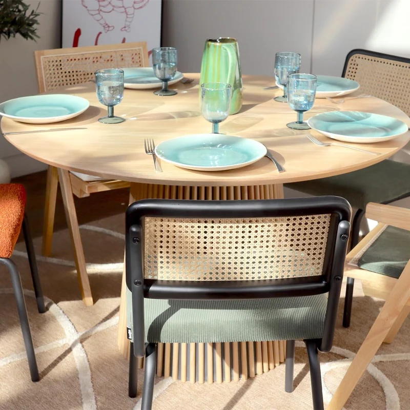 HOMIFAB Table à Manger Ronde en Bois 4 Personnes - diamètre 120 cm - Ada