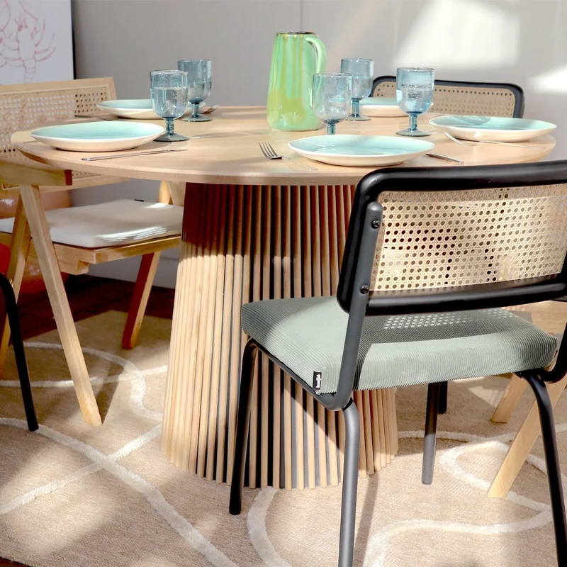 HOMIFAB Table à Manger Ronde en Bois 4 Personnes - diamètre 120 cm - Ada