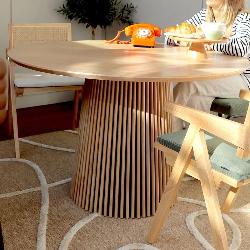 HOMIFAB Table à Manger Ronde en Bois 4 Personnes - diamètre 120 cm - Ada