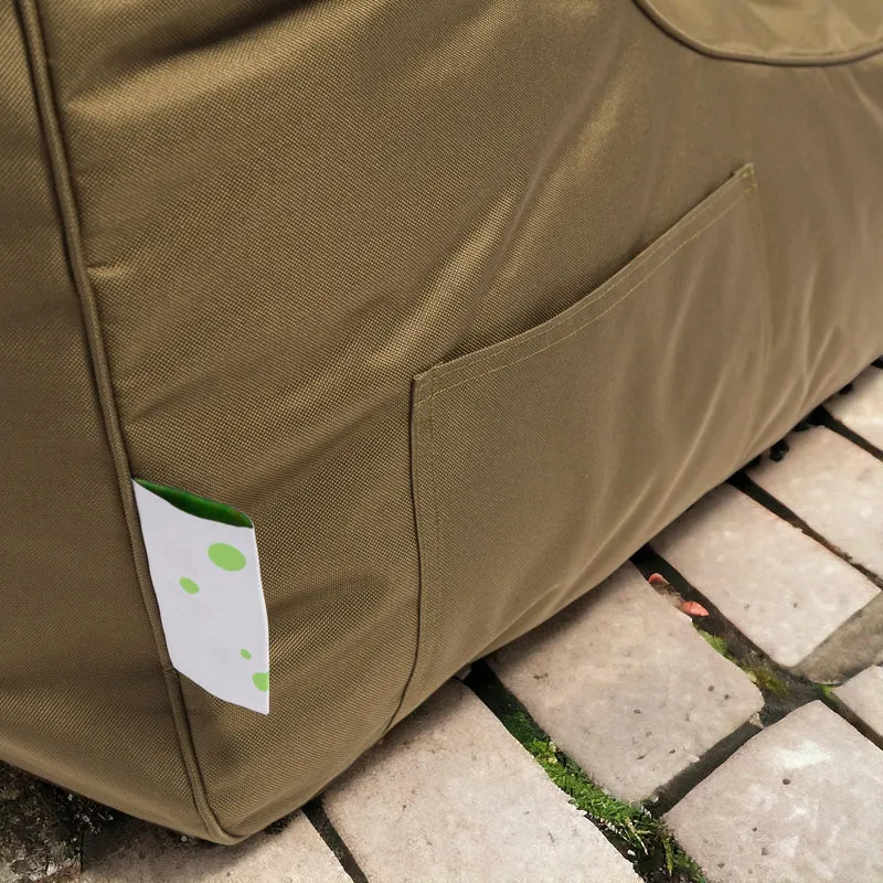 Ecopuf - Master Polyester Canapé Pouf Outdoor Chaise Longue - Pouf Fauteuil avec Pochette de Rangement et Poignée - Fauteuil Relax Salon - 115x65x60cm, Tabac Nc19