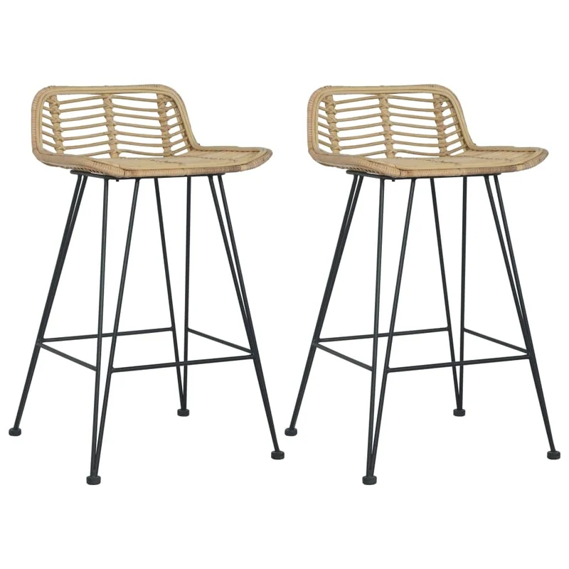 vidaXL Chaises de Bar Lot de 2 rotin Naturel