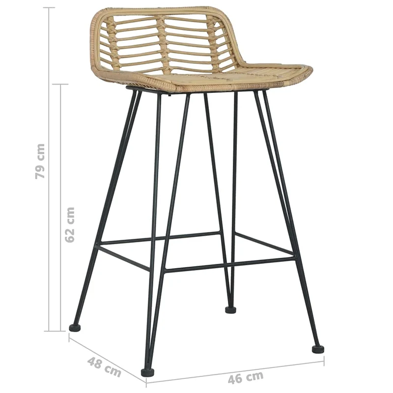 vidaXL Chaises de Bar Lot de 2 rotin Naturel