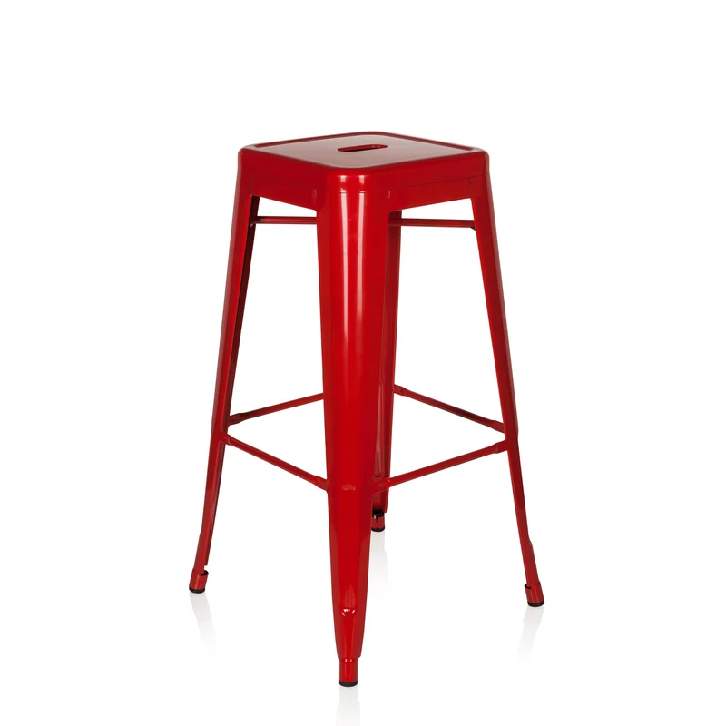hjh OFFICE 645011 Tabouret de Bar VANTAGGIO High Métal Rouge, Tabouret Industriel Haut, empilable