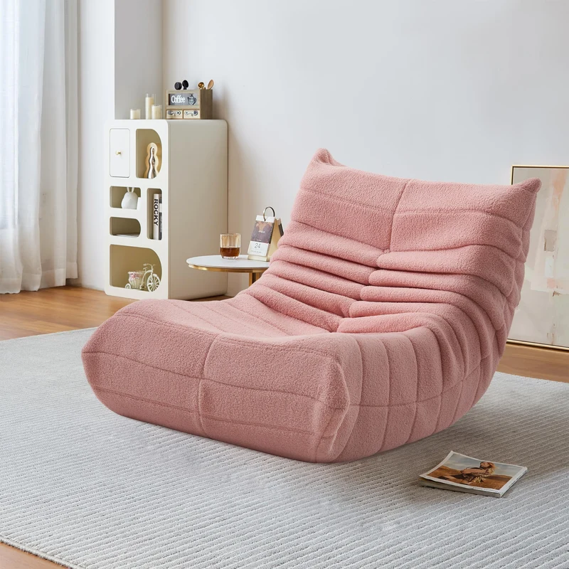 DULRLLY Canapé de Sol Confortable pour Adultes, Fauteuil de Lecture, Pouf Poire en Velours Doux, Chaise Simple géante pour Salon, Chambre à Coucher, Bureau - Rose