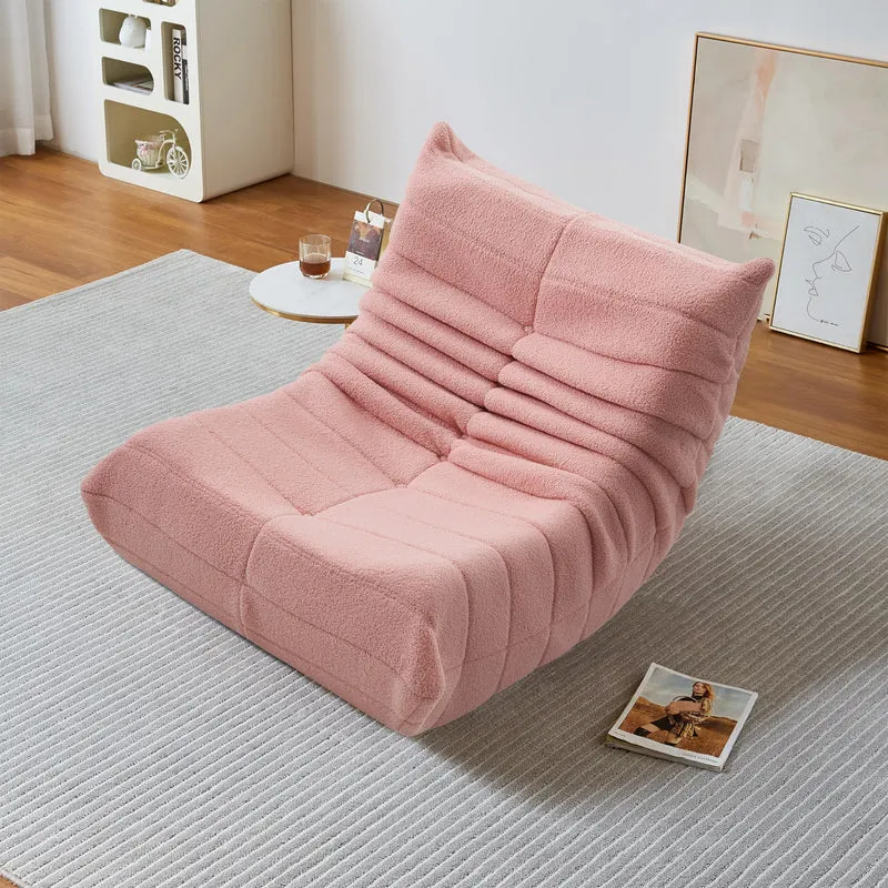DULRLLY Canapé de Sol Confortable pour Adultes, Fauteuil de Lecture, Pouf Poire en Velours Doux, Chaise Simple géante pour Salon, Chambre à Coucher, Bureau - Rose