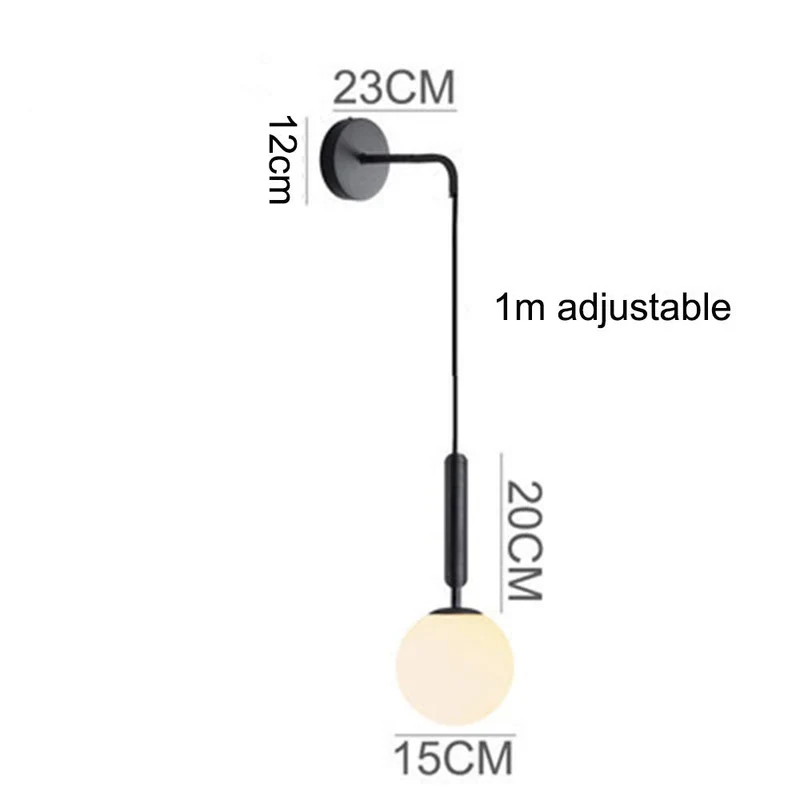 MZStech Appliques murales industrielles vintage, globe en verre blanc de 15 cm et luminaire mural en métal noir pour chambre à coucher, salon (Verre blanc et métal noir)