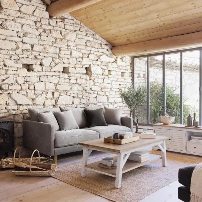 Paris Prix Atmosphera Créateur d'intérieur - Canapé 3 Places en Tissu Candice 194cm Beige