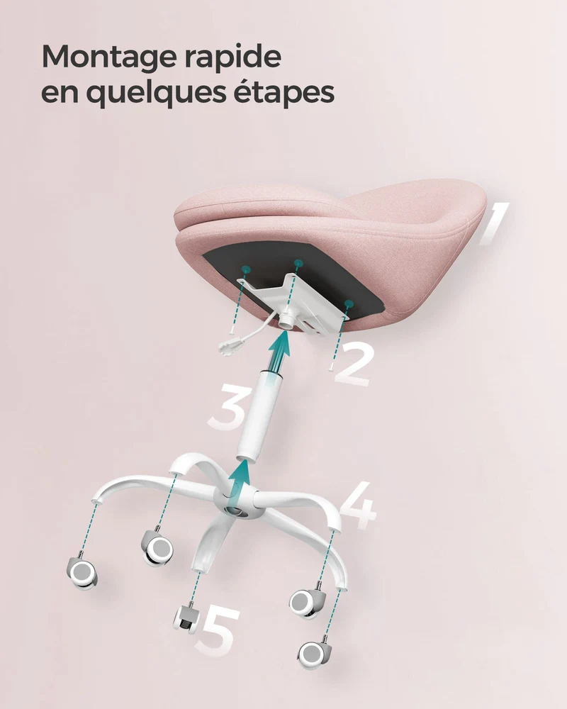 SONGMICS Chaise de Bureau, Fauteuil Pivotant en Tissu Coton-Lin, Siège Confort, Rembourrage en Mousse, Réglable en Hauteur, pour Bureau, Chambre, Rose Bonbon OBG020P01