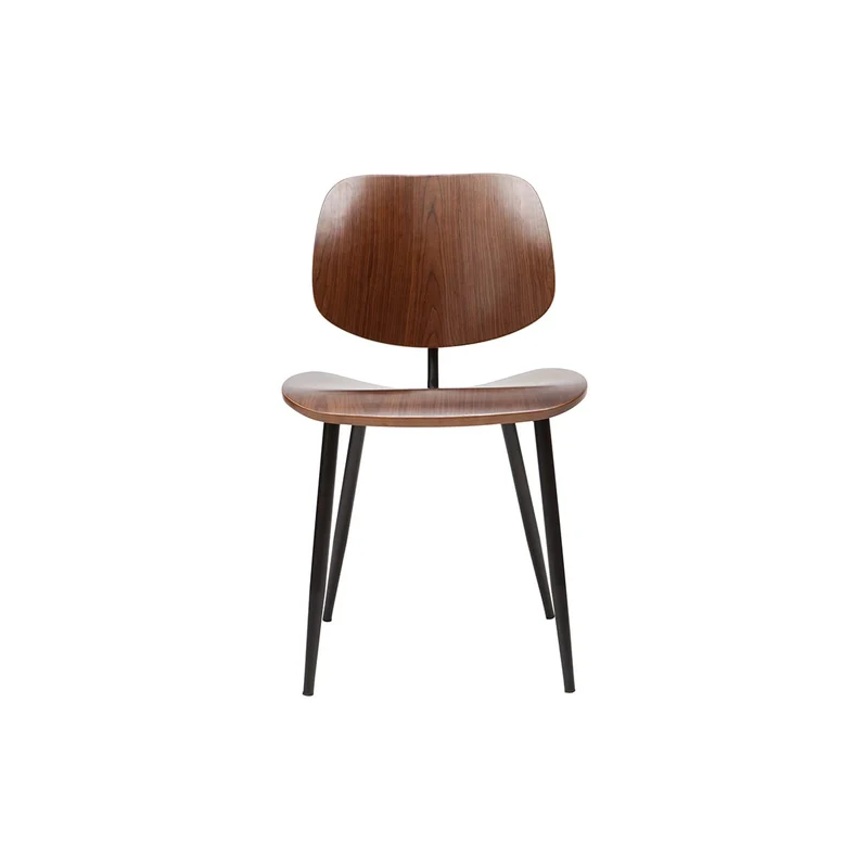 Miliboo Chaises en Bois foncé Noyer et métal Noir (Lot de 2) Tobias