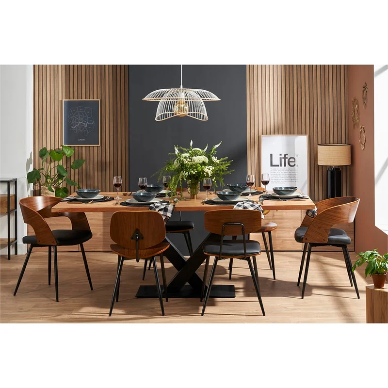 Miliboo Chaises en Bois foncé Noyer et métal Noir (Lot de 2) Tobias