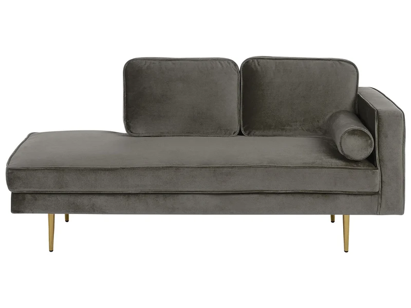 Chaise Longue Méridienne Côté Droit en Velours Beige pour Salon Glamour Beliani