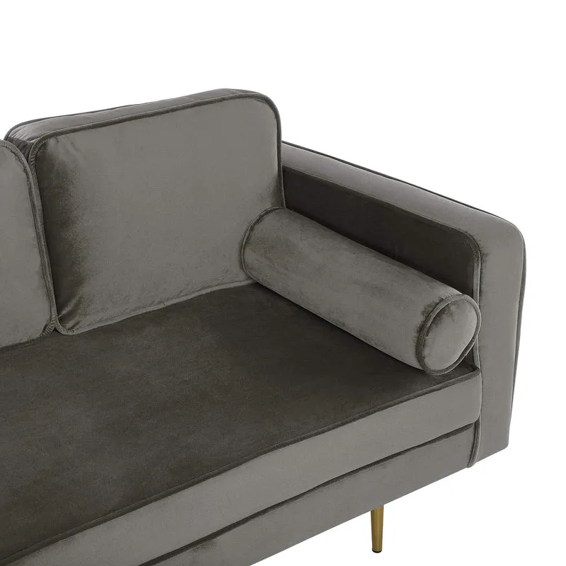 Chaise Longue Méridienne Côté Droit en Velours Beige pour Salon Glamour Beliani