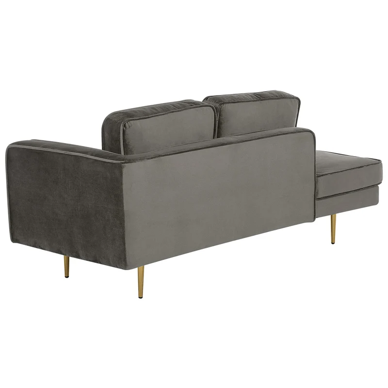 Chaise Longue Méridienne Côté Droit en Velours Beige pour Salon Glamour Beliani