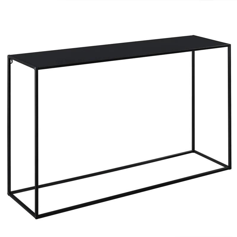 Table Console Table d'Appoint Industriel en Métal Résistant 74 x 115 x 32 cm Noir Mat
