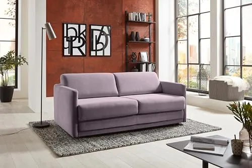 Atlantic Home Collection Limone Canapé-lit rembourré de qualité supérieure, Lilas, pour Dormir Longtemps, avec Surface de Couchage 140 x 200 cm, 181 x 93 x 90 cm (l x p x h), Bois, BxTxH: 181x93x80cm