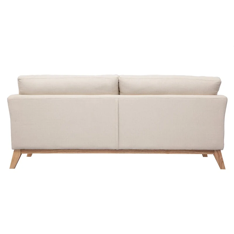 Miliboo Canapé scandinave déhoussable 3 Places en Tissu Beige et Bois Clair Oslo