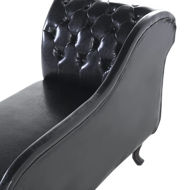 Chaise Longue Côté Gauche Méridienne en Cuir PU Noir Glamour Elégant Salon Nimes