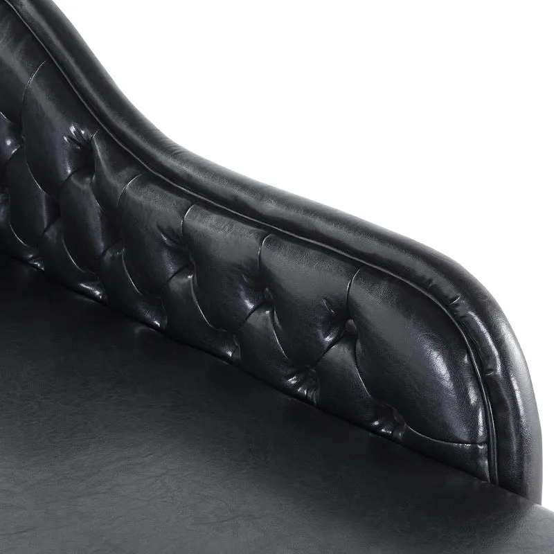 Chaise Longue Côté Gauche Méridienne en Cuir PU Noir Glamour Elégant Salon Nimes