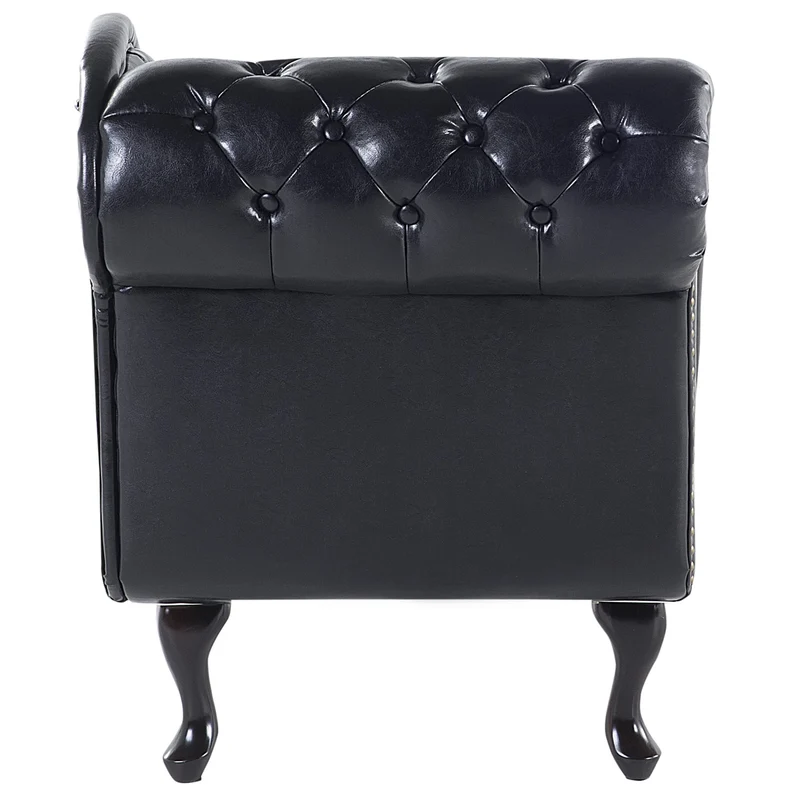 Chaise Longue Côté Gauche Méridienne en Cuir PU Noir Glamour Elégant Salon Nimes