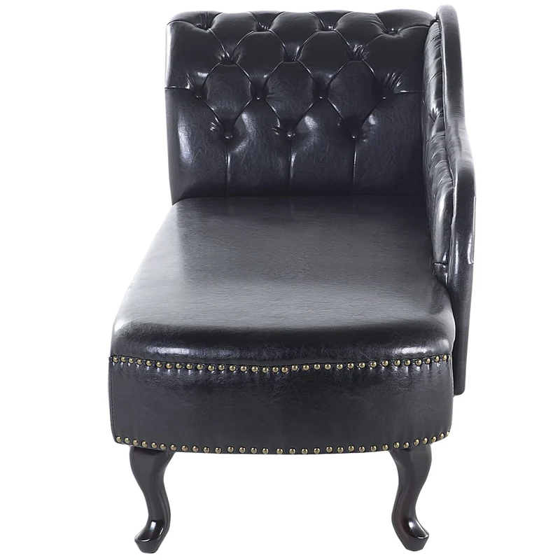 Chaise Longue Côté Gauche Méridienne en Cuir PU Noir Glamour Elégant Salon Nimes