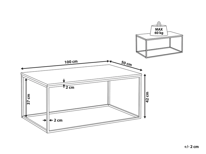 Table Basse Rectangulaire en Verre et Métal Noir avec Plateau de Rangement en Imitation Bois Noir Design Minimaliste pour Salon Moderne Beliani