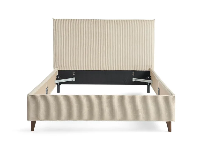 Best Mobilier - Cadre de Lit 160X200 cm Botticelli en Velours Côtelé Beige - Chambre Adulte