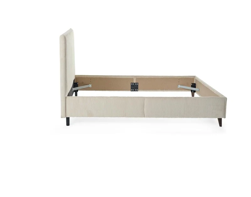 Best Mobilier - Cadre de Lit 160X200 cm Botticelli en Velours Côtelé Beige - Chambre Adulte