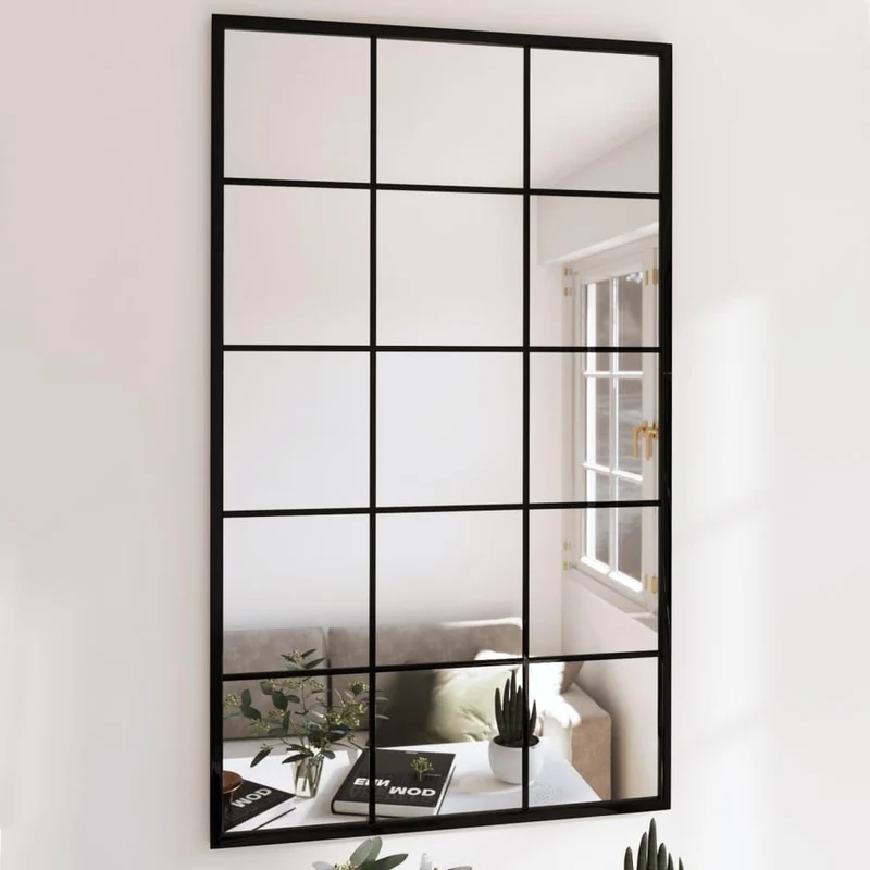 vidaXL Miroir Mural Noir 100x60 cm Métal