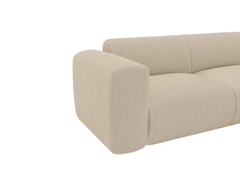 Vente-unique - Grand canapé d'angle Droit avec Dossier méridienne en Tissu texturé Beige POGNI de Maison Céphy