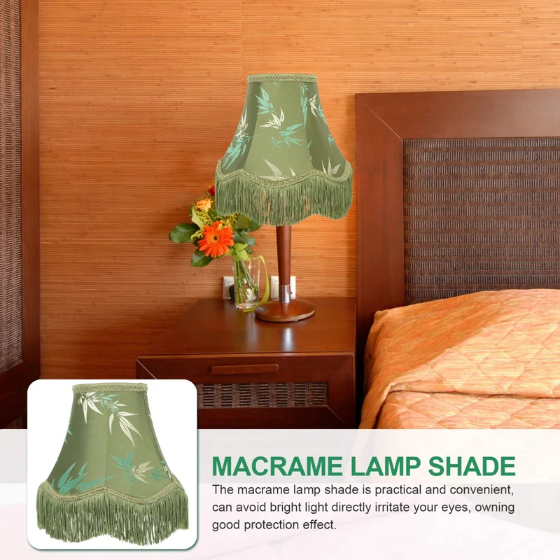 OSALADI Lampe Vintage Abat-jour Victorien Abat-jour Lampe De Table Rétro Abat-jour En Macramé Abat-jour à Franges Abat-jour Ancien Plafonniers Tout Bronze Lampe De Chevet En Tissu