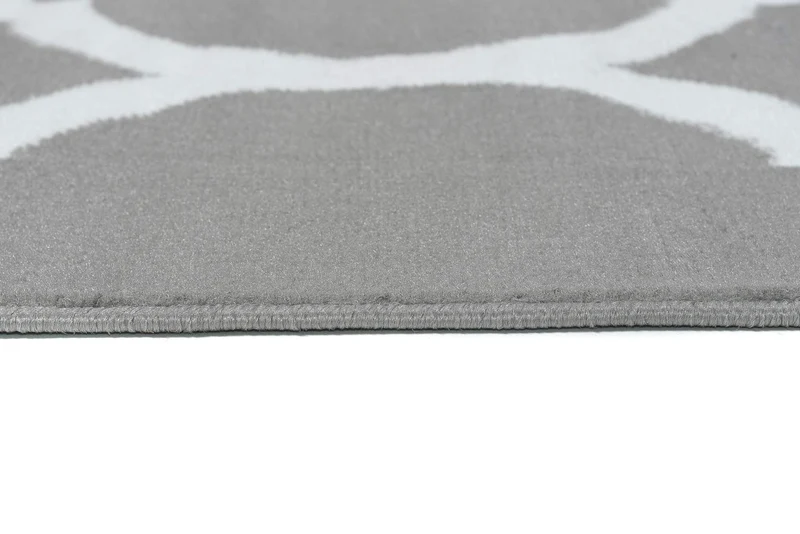 TAPISO Luxury Tapis Poils Ras Moderne Gris Blanc Géométrique Trèfle Marocain Tapis Salon Chambre Adulte Salle à Manger Bureau Oeko-TEX Résistant 160 x 220 cm