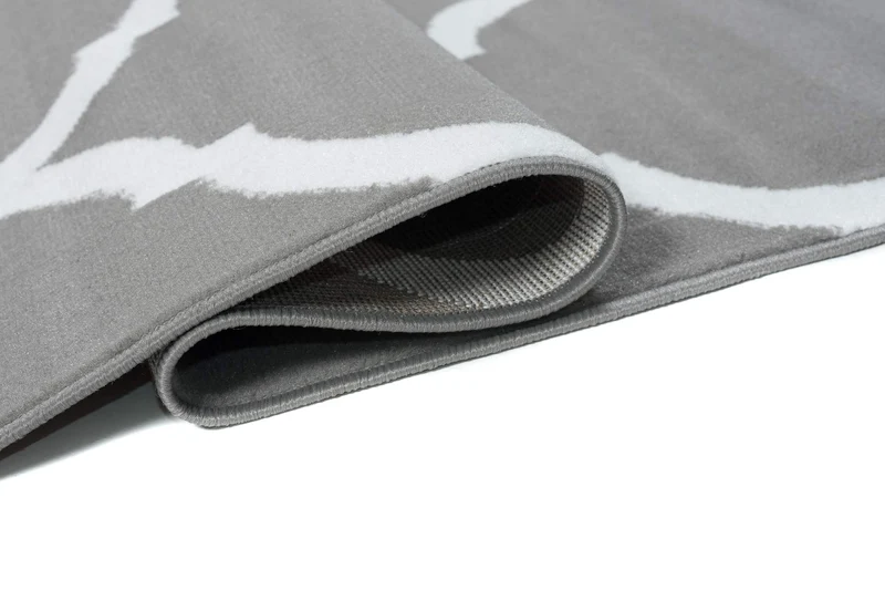 TAPISO Luxury Tapis Poils Ras Moderne Gris Blanc Géométrique Trèfle Marocain Tapis Salon Chambre Adulte Salle à Manger Bureau Oeko-TEX Résistant 160 x 220 cm