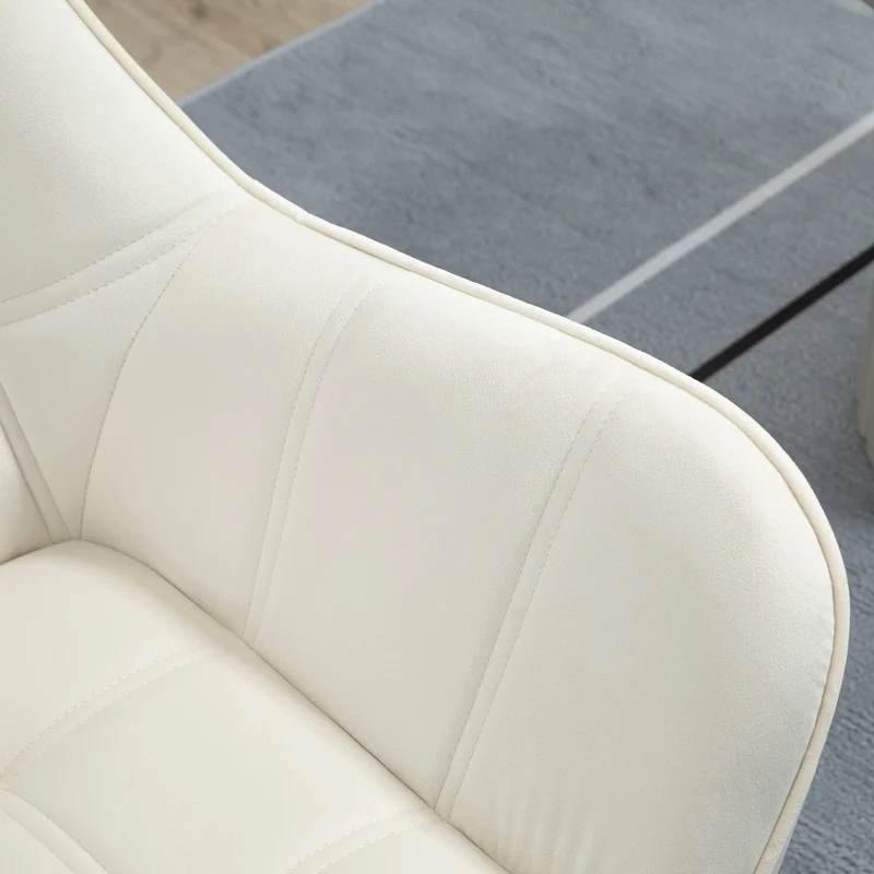 HOMCOM Fauteuil de salon Fauteuil à oreilles Fauteuil de relaxation avec pieds en caoutchouc, fauteuil de lecture avec aspect velours, fauteuil rembourré pour chambre à coucher, scandinave, blanc