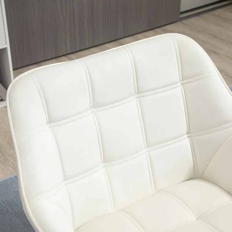 HOMCOM Fauteuil de salon Fauteuil à oreilles Fauteuil de relaxation avec pieds en caoutchouc, fauteuil de lecture avec aspect velours, fauteuil rembourré pour chambre à coucher, scandinave, blanc