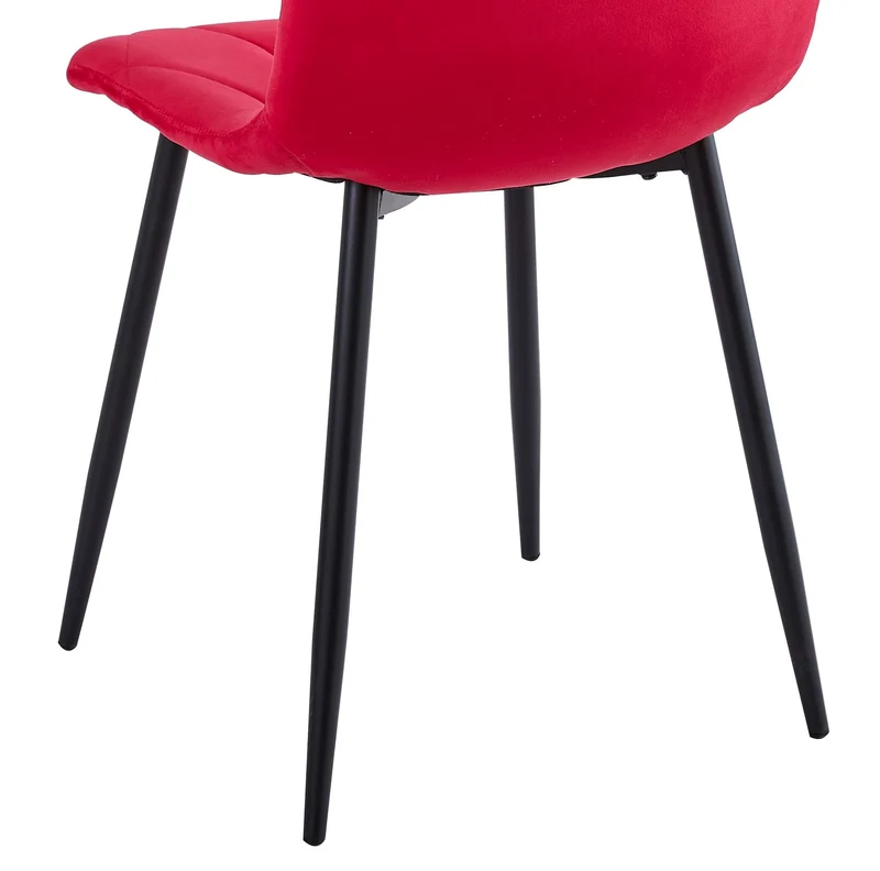 Casa Vital Lot de 4 chaises de salle à manger Tamara 43 x 54 x 91 cm, rembourrées avec tissu doux, coutures décoratives sur le dossier et l'assise, pieds en métal, capacité de charge 120 kg, rouge