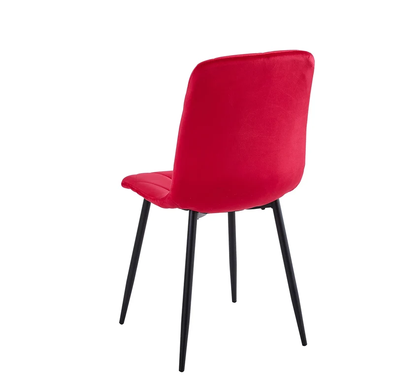 Casa Vital Lot de 4 chaises de salle à manger Tamara 43 x 54 x 91 cm, rembourrées avec tissu doux, coutures décoratives sur le dossier et l'assise, pieds en métal, capacité de charge 120 kg, rouge