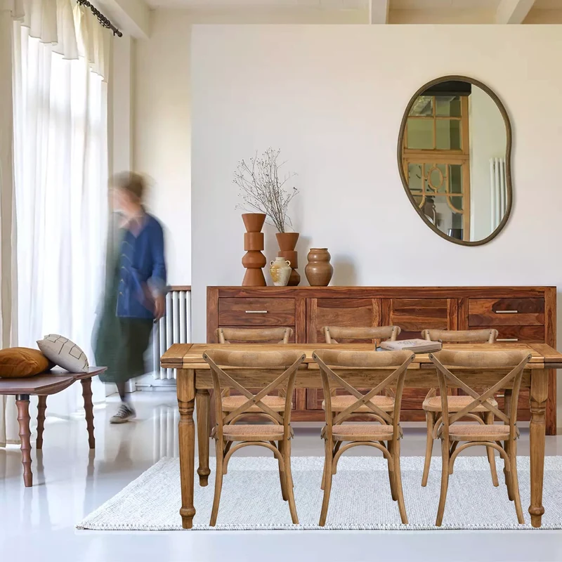 Biscottini Table à Manger Extensible 180x80x90 cm Made in Italy - Table Salle à Manger Extensible en Bois Massif - Table Bois Salle a Manger