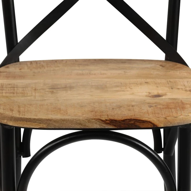 vidaXL Chaises à Dossier croisé Lot de 2 Noir Bois de manguier Solide