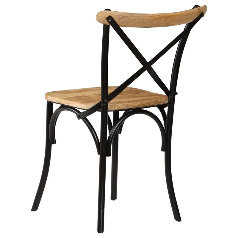 vidaXL Chaises à Dossier croisé Lot de 2 Noir Bois de manguier Solide