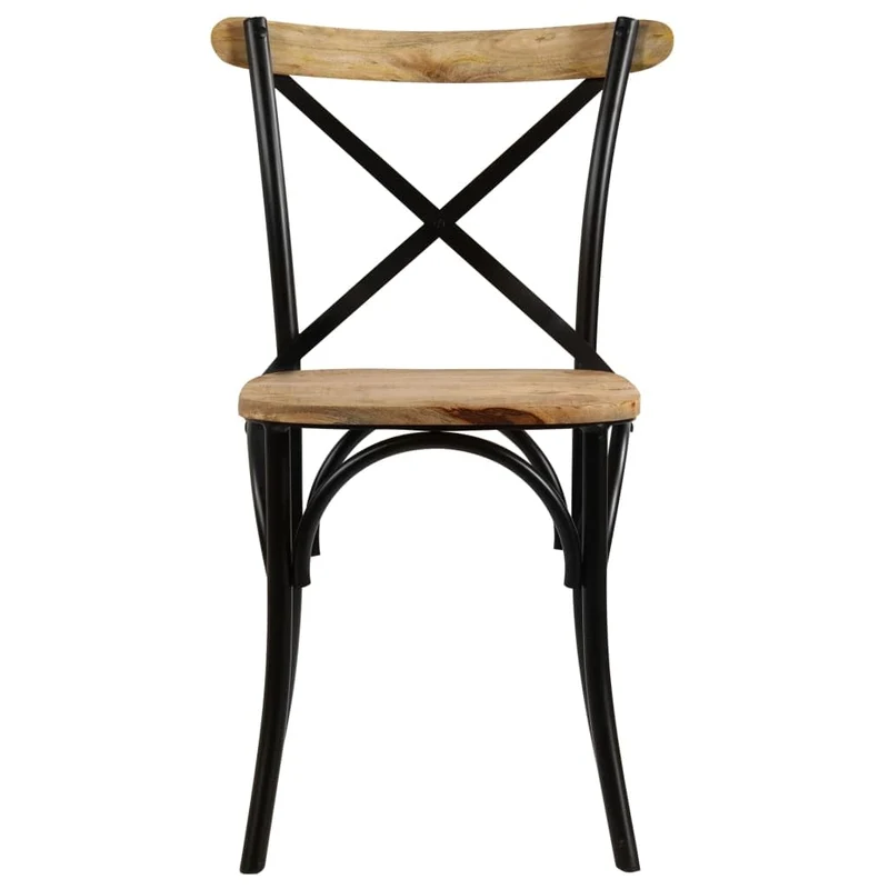 vidaXL Chaises à Dossier croisé Lot de 2 Noir Bois de manguier Solide