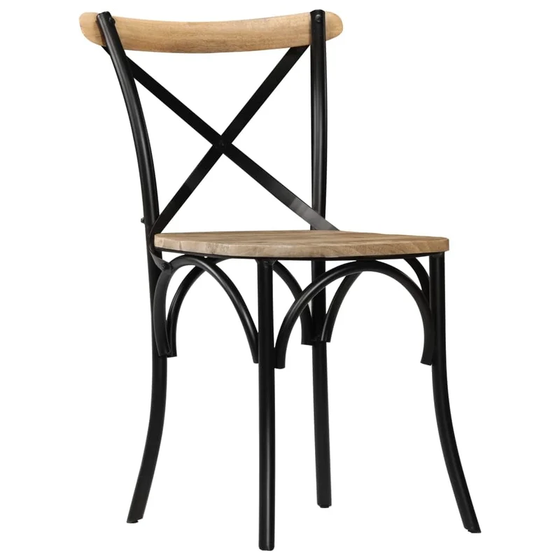 vidaXL Chaises à Dossier croisé Lot de 2 Noir Bois de manguier Solide