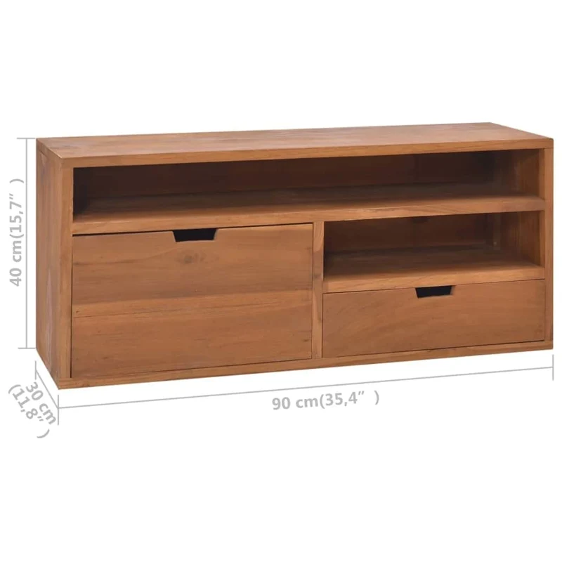 vidaXL Meuble TV en Bois Massif de Teck 90 x 30 x 40 cm