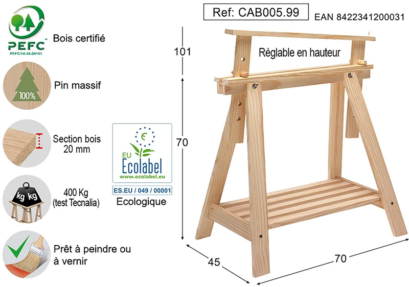 ASTIGARRAGA KIT LINE Tréteau Architecte Non Vernis
