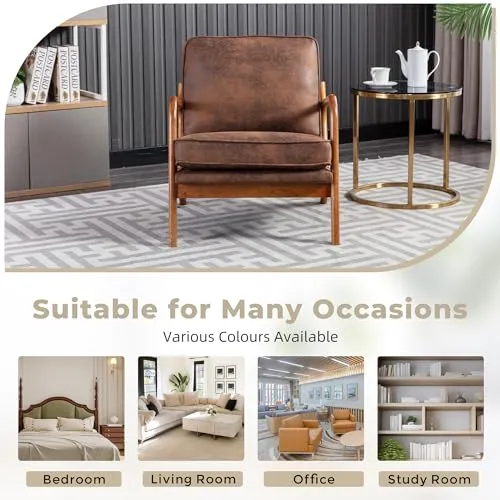 Fauteuil d'appoint moderne avec cadre en bois pour salon, chambre à coucher, bureau ou café