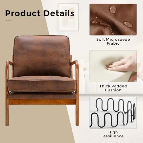 Fauteuil d'appoint moderne avec cadre en bois pour salon, chambre à coucher, bureau ou café