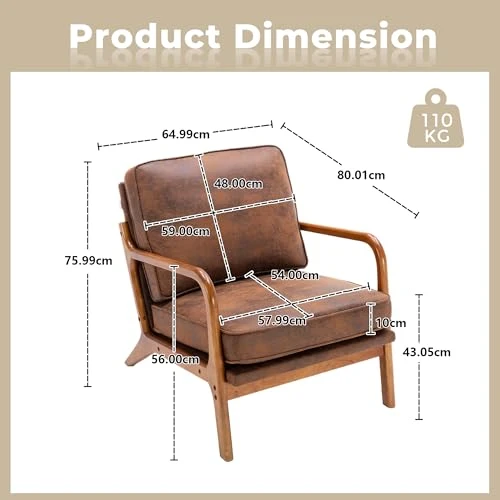 Fauteuil d'appoint moderne avec cadre en bois pour salon, chambre à coucher, bureau ou café