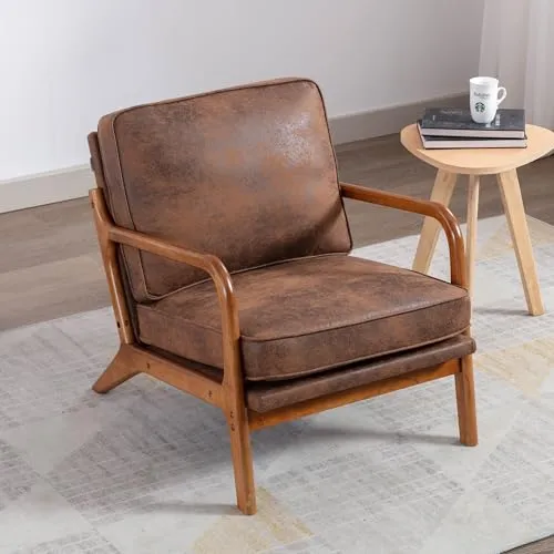 Fauteuil d'appoint moderne avec cadre en bois pour salon, chambre à coucher, bureau ou café